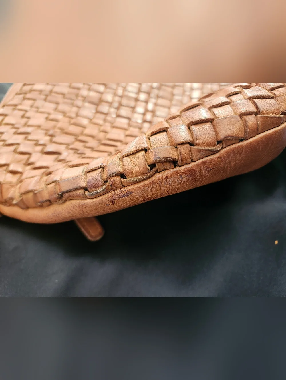 Woven Leather Crossbody Bag in Tan
